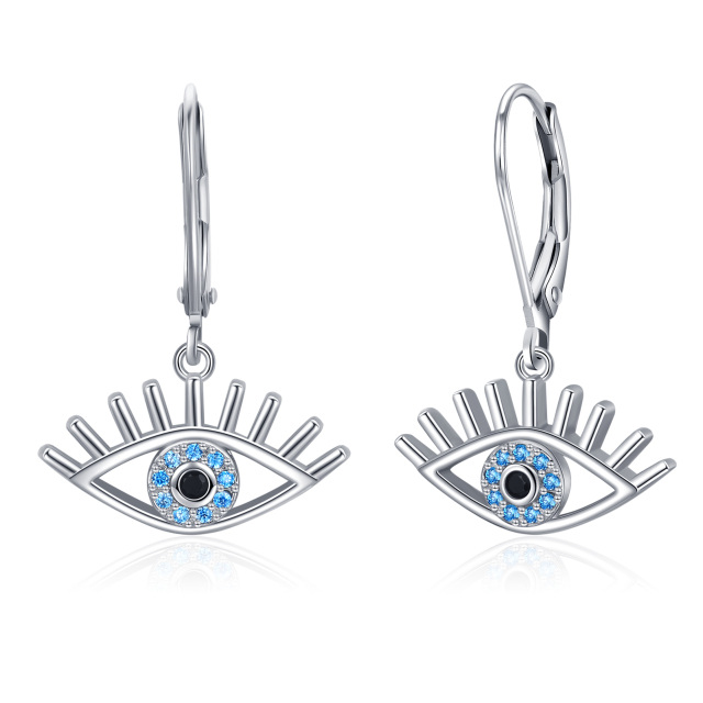 Sterling Silver Cubic Zirconia Eye Of Horus Drop Earrings-4