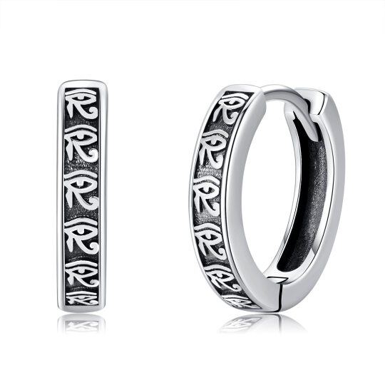 Orecchini a cerchio in argento sterling con occhio di Horus