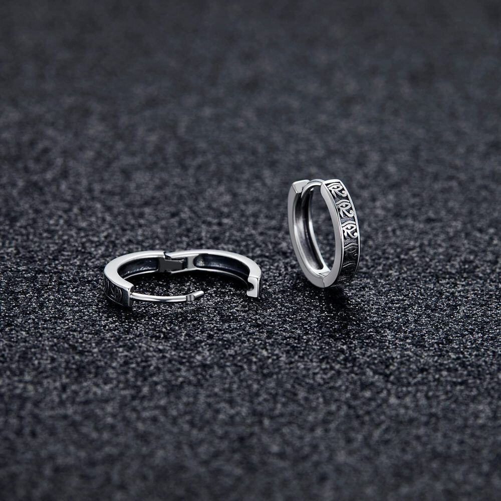 Sterling Silver Eye Of Horus Hoop Earrings-4