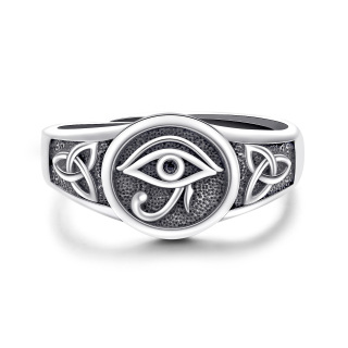 Sterling Silver Eye Of Horus Open Ring-6