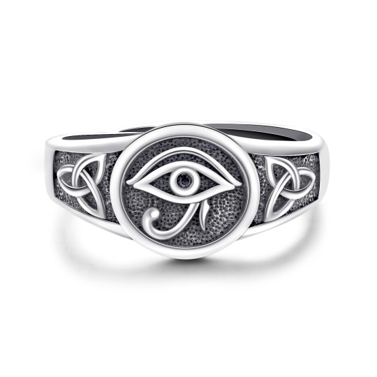 Anello aperto Occhio di Horus in argento sterling