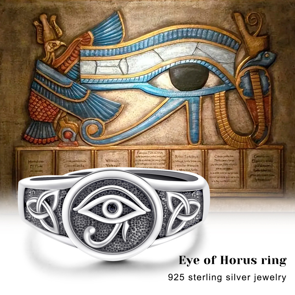 Sterling Silver Eye Of Horus Open Ring-5