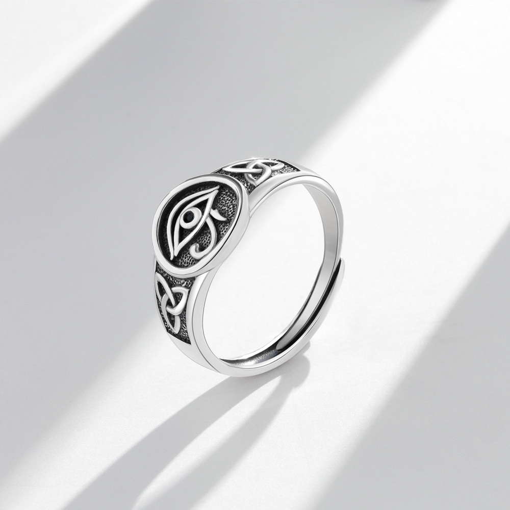 Sterling Silver Eye Of Horus Open Ring-6