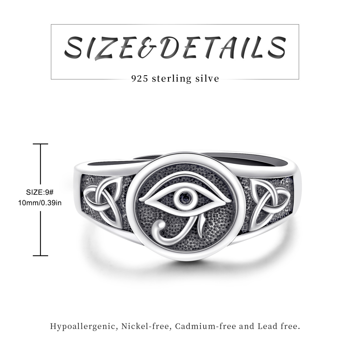 Bague en argent sterling avec œil d'Horus-7