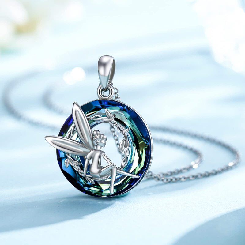 Sterling Silver Fairy Crystal Pendant Necklace-4