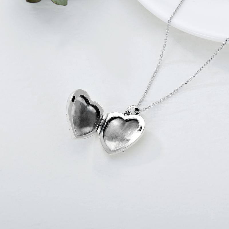 Collana con ciondolo in argento Sterling con cuore di fata, incisione personalizzata e foto personalizzata-4