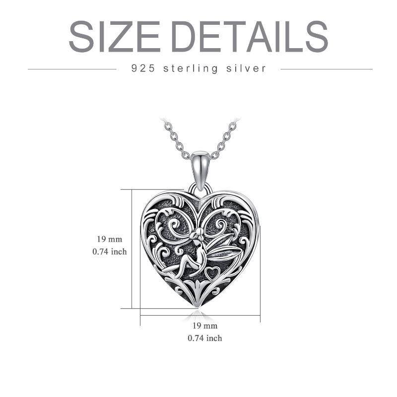 Collana con ciondolo in argento Sterling con cuore di fata, incisione personalizzata e foto personalizzata-6