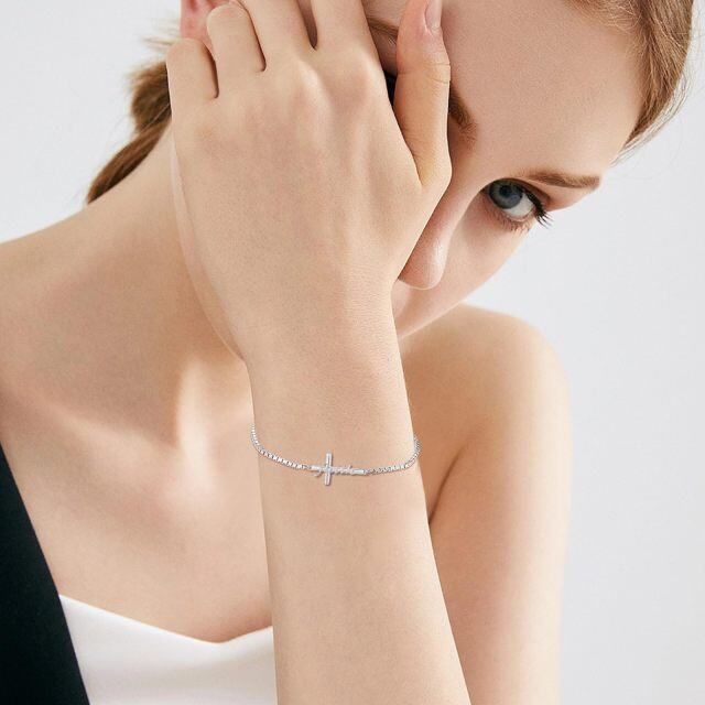 Armband mit Glaubenskreuz-Anhänger aus Sterlingsilber für Damen-2