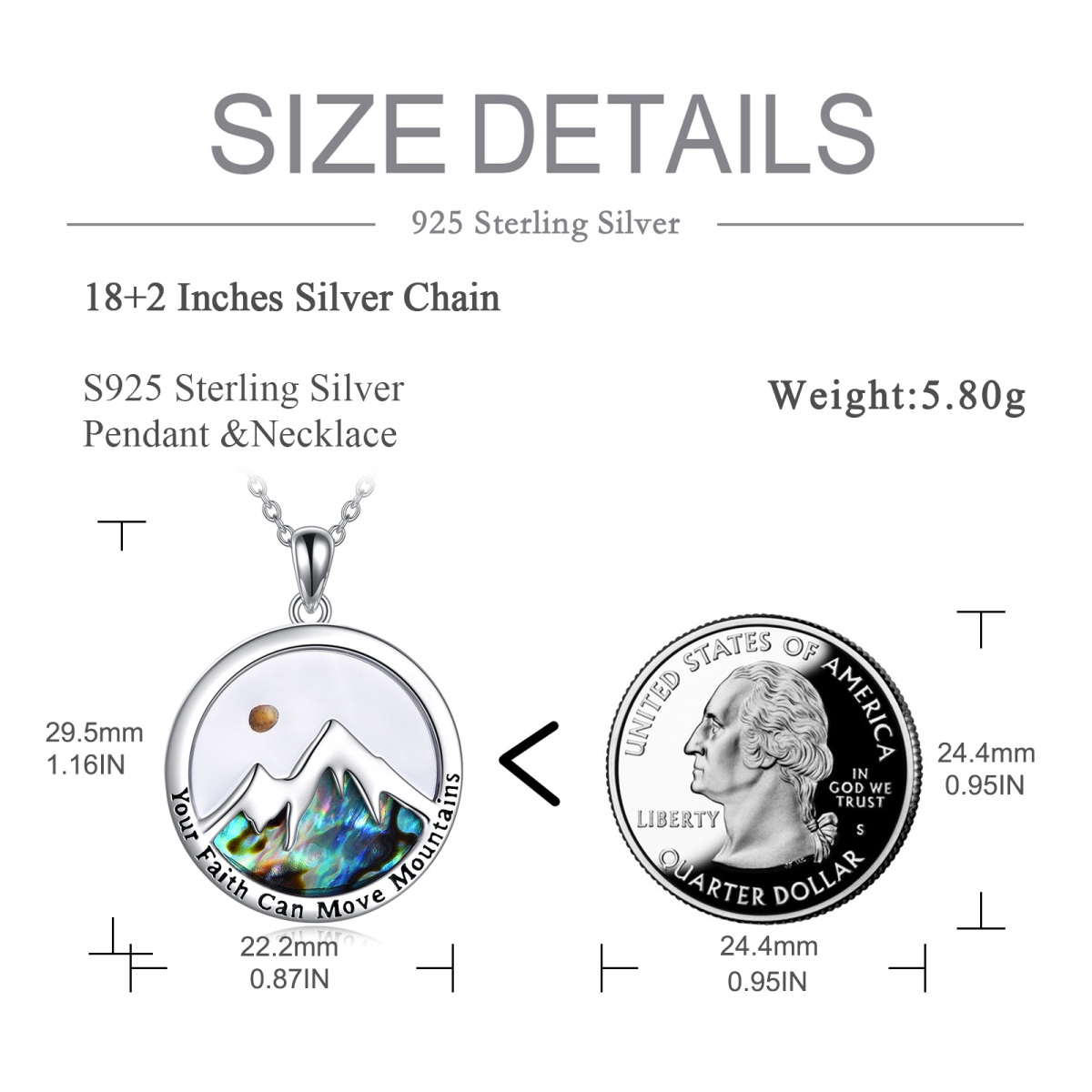 Sterling Silver Round Mountains Pendant Necklace-5