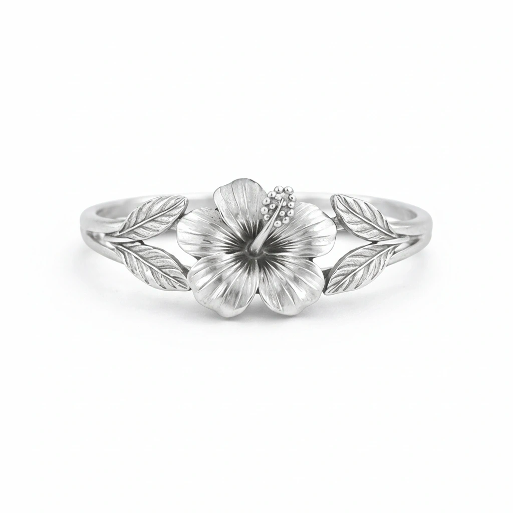 Sterling-Silber-Modering zweifarbig mit Rosenmotiv für Damen