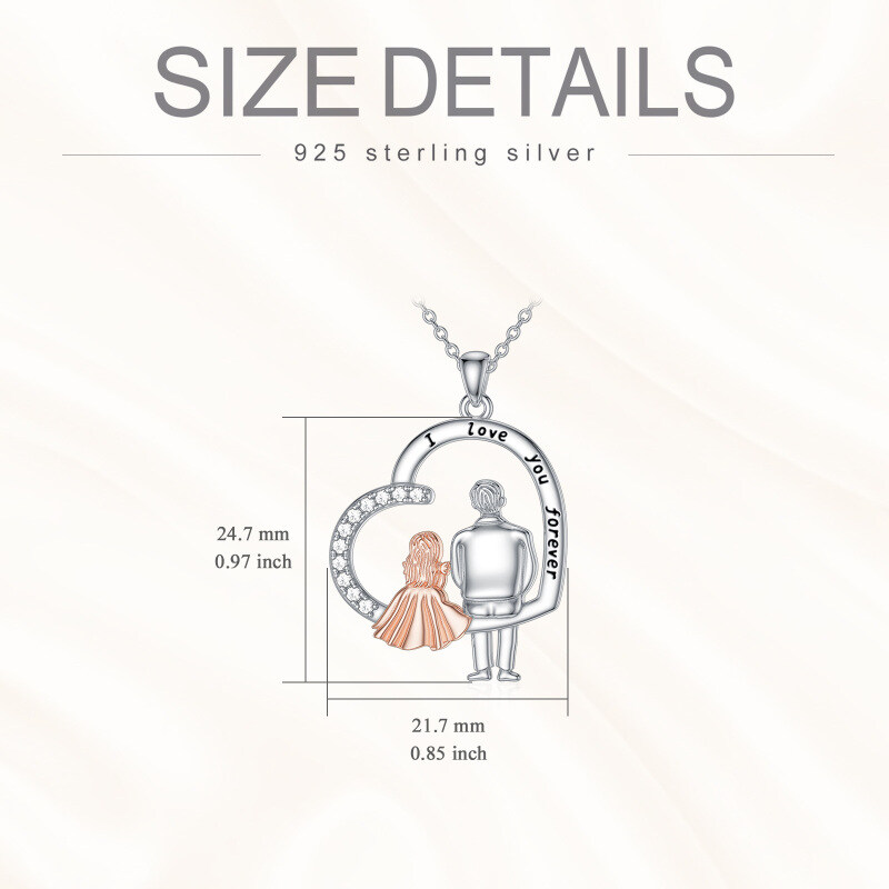 Srebrny naszyjnik z sercem Kocham Cię na zawsze dla ojca i córki-5