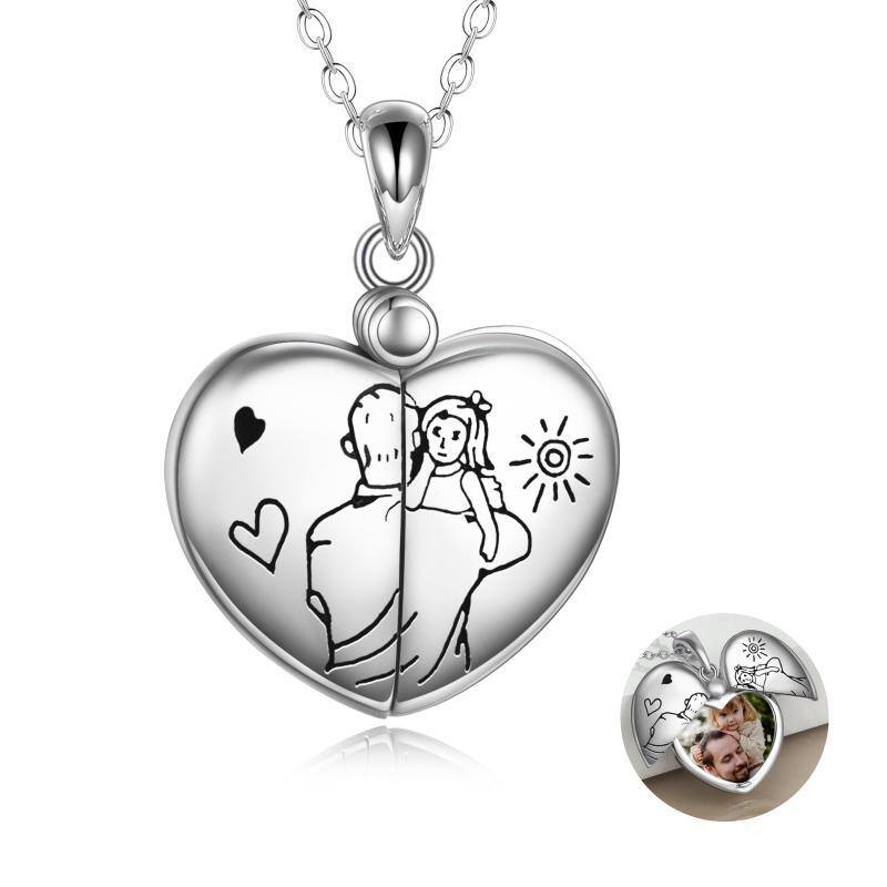 Sterling Silver Father & Daughter Pendant Necklace-20