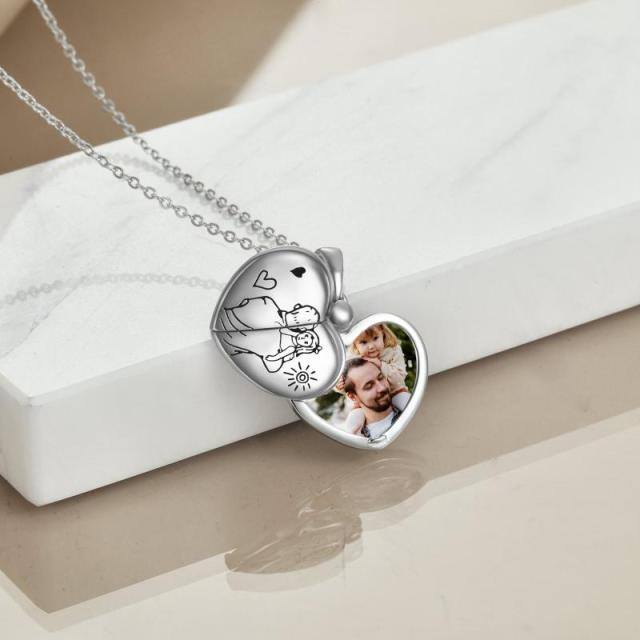 Sterling Silver Father & Daughter Pendant Necklace-4