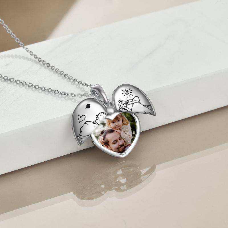 Sterling Silver Father & Daughter Pendant Necklace-5