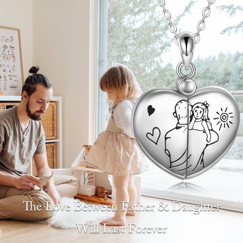 Sterling Silver Father & Daughter Pendant Necklace-6