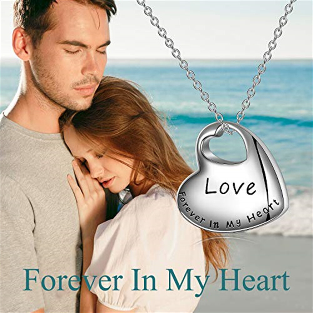 Sterling Silver Father & Daughter Urn Necklace for Ashes with Engraved Word-3