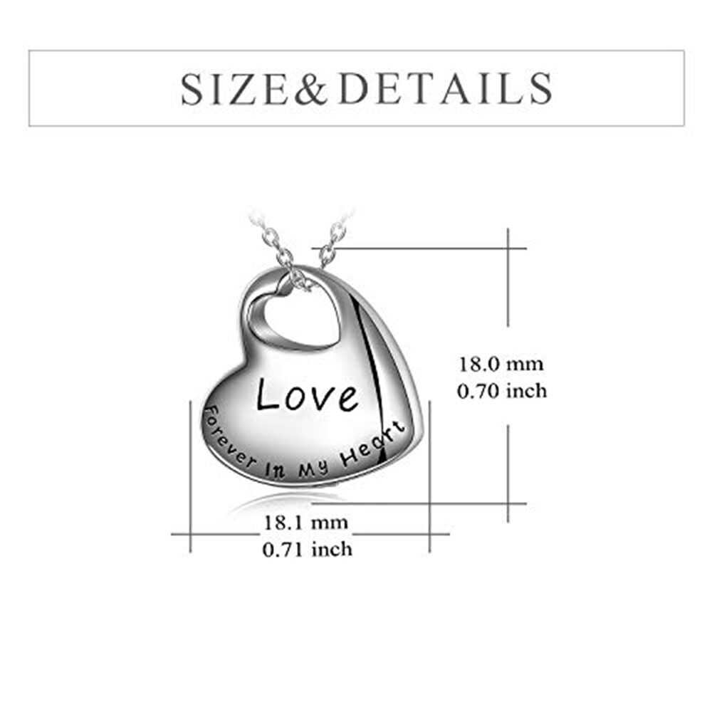 Sterling Silver Father & Daughter Urn Necklace for Ashes with Engraved Word-4