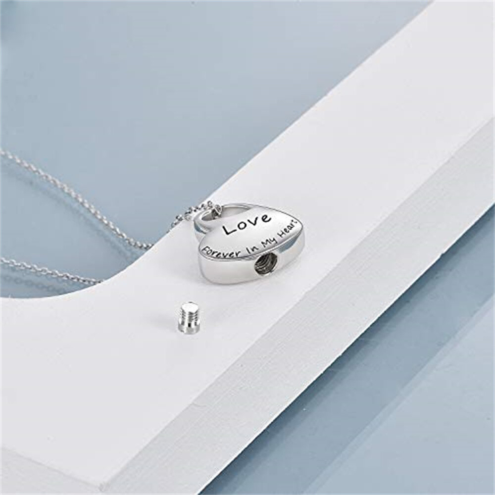 Sterling Silver Father & Daughter Urn Necklace for Ashes with Engraved Word-5