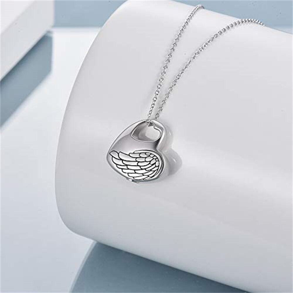Sterling Silver Father & Daughter Urn Necklace for Ashes with Engraved Word-6