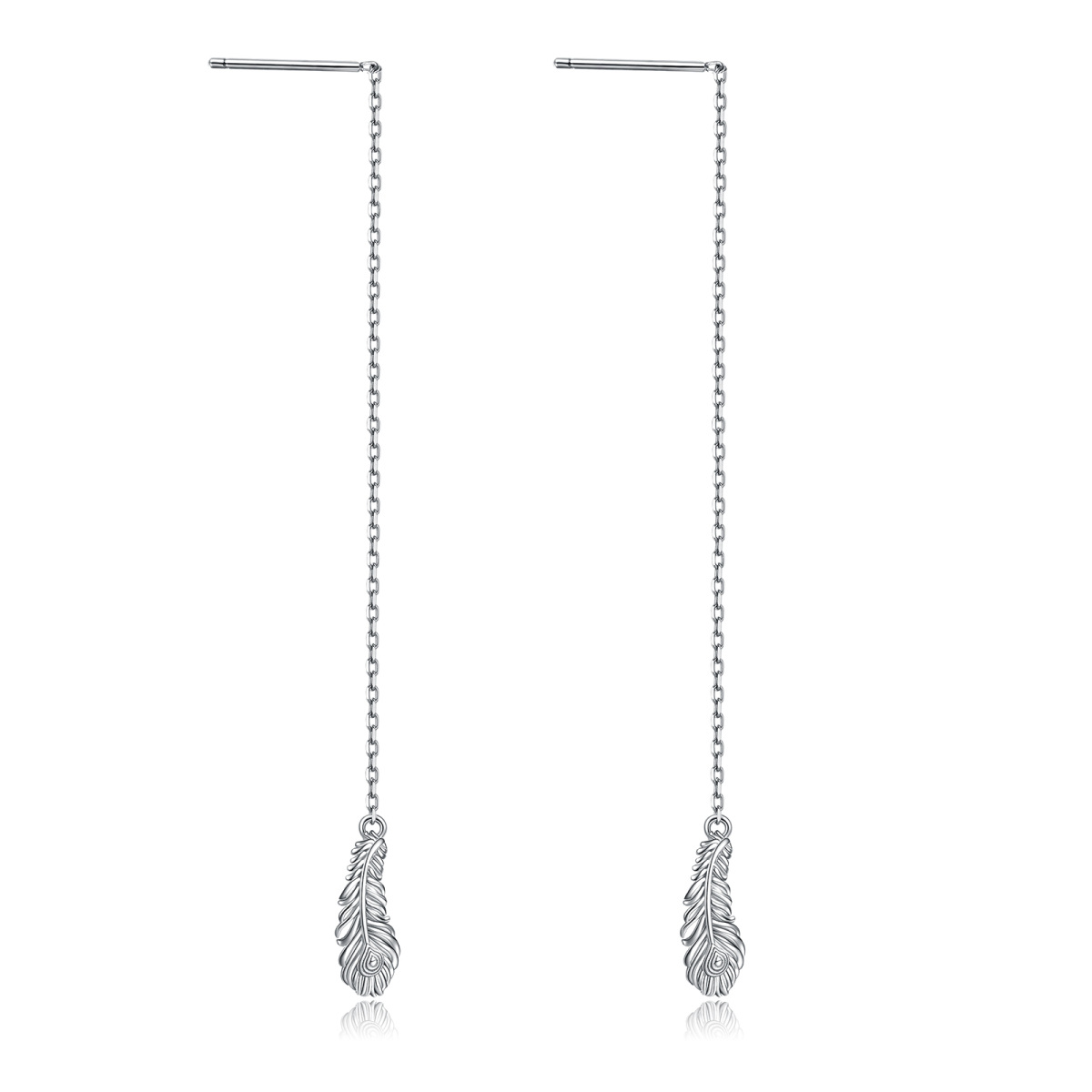 Pendants d'oreilles en argent sterling avec plumes-1