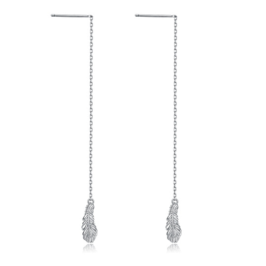 Sterling Silver Feather Drop Earrings