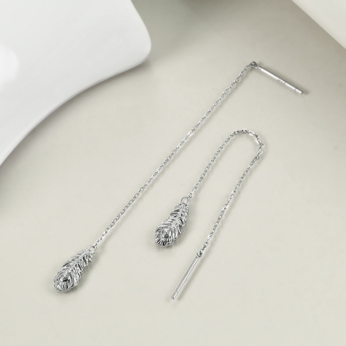 Pendants d'oreilles en argent sterling avec plumes-3