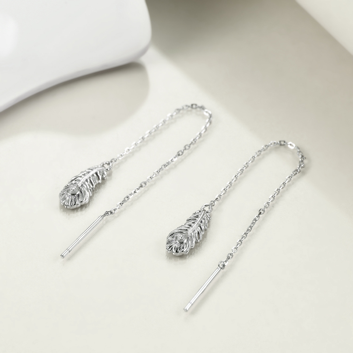 Pendants d'oreilles en argent sterling avec plumes-4