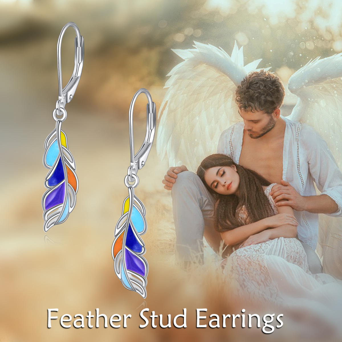 Sterling Silver Feather Lever-back Earrings-6