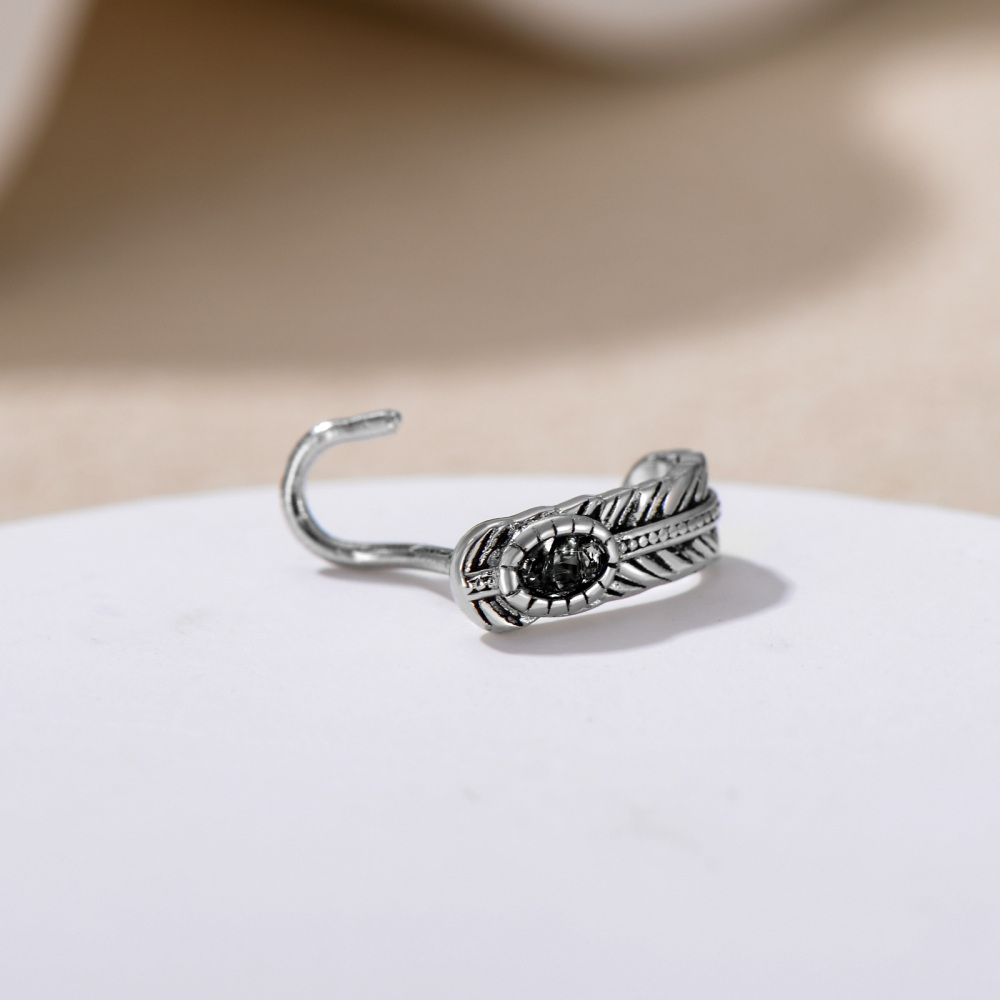 Sterling Silver Feather Nose Ring-4