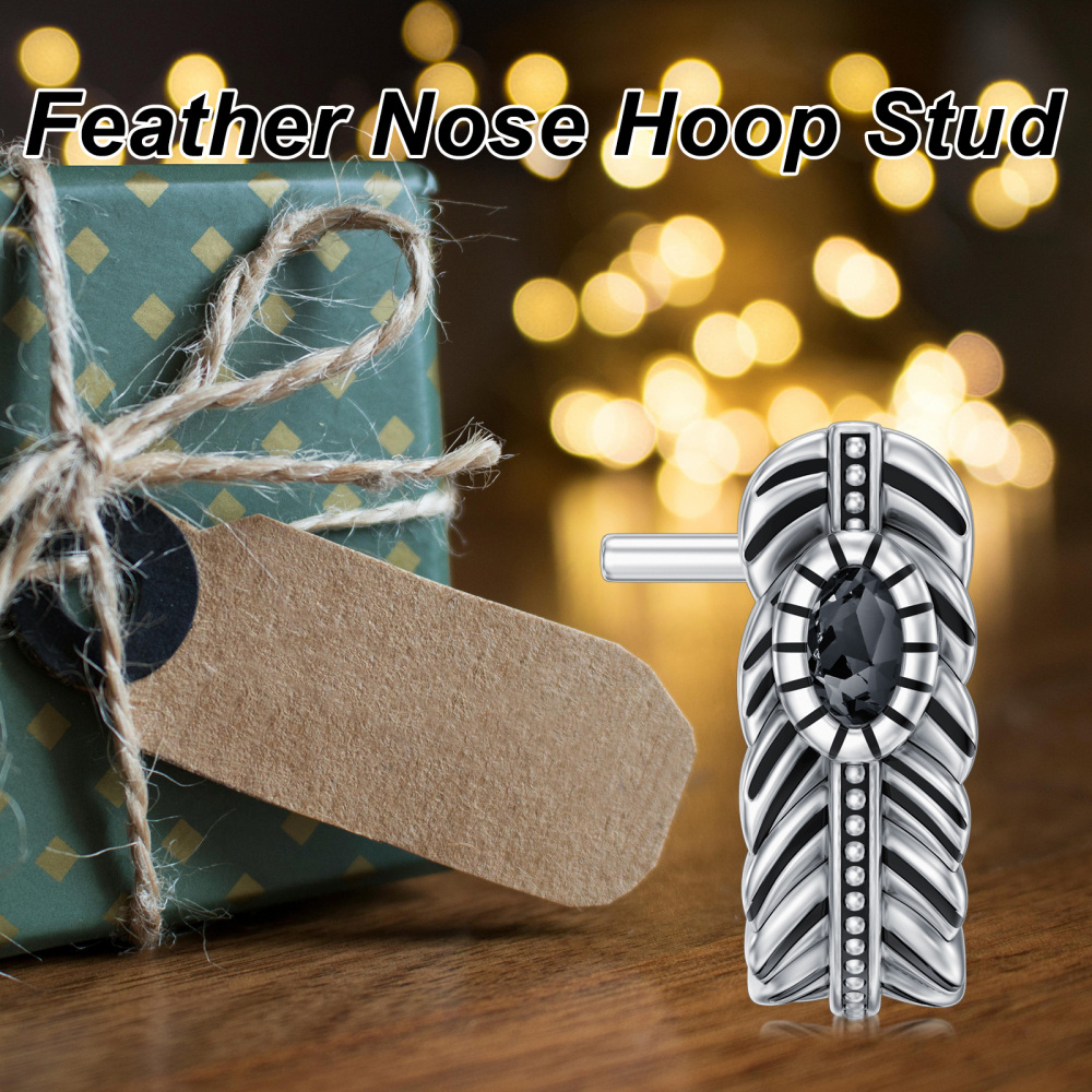 Sterling Silver Feather Nose Ring-6
