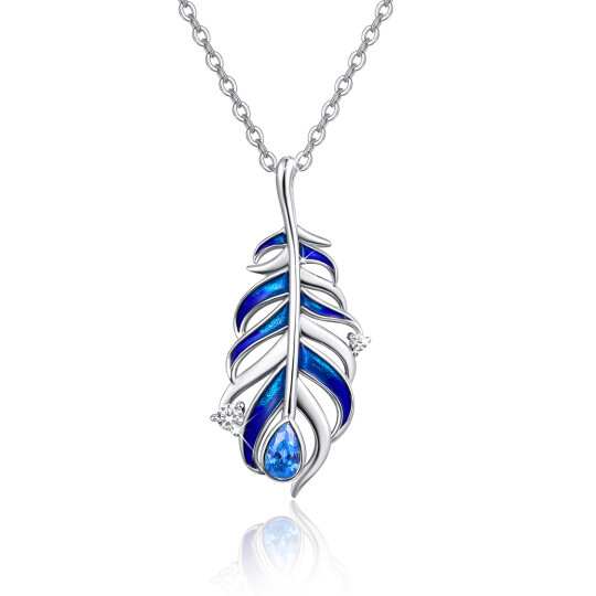 Sterling Silver Cubic Zirconia Feather Pendant Necklace