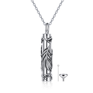 Sterling Silver Feather Urn Necklace for Ashes-4