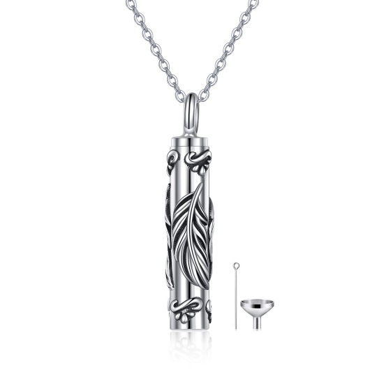 Collana con urna di piume in argento sterling per le ceneri