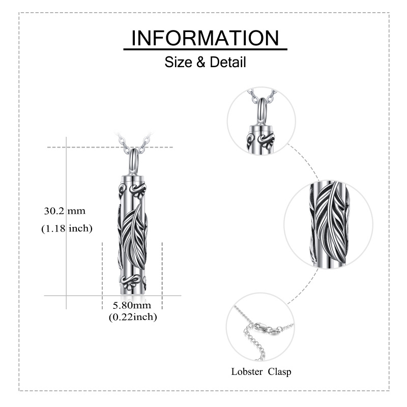 Sterling Silver Feather Urn Necklace for Ashes-5