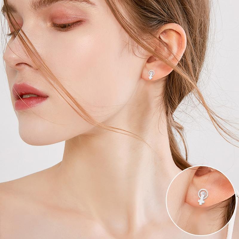 Brincos de prata esterlina com círculo em forma de cruz para mulheres-2