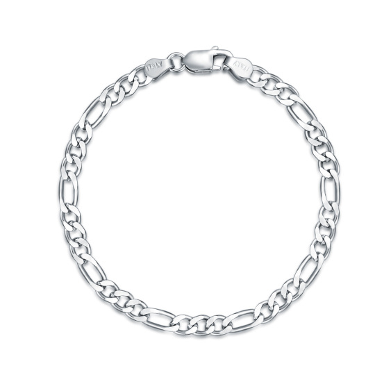 Bracelet en argent sterling avec chaîne à maillons Figaro