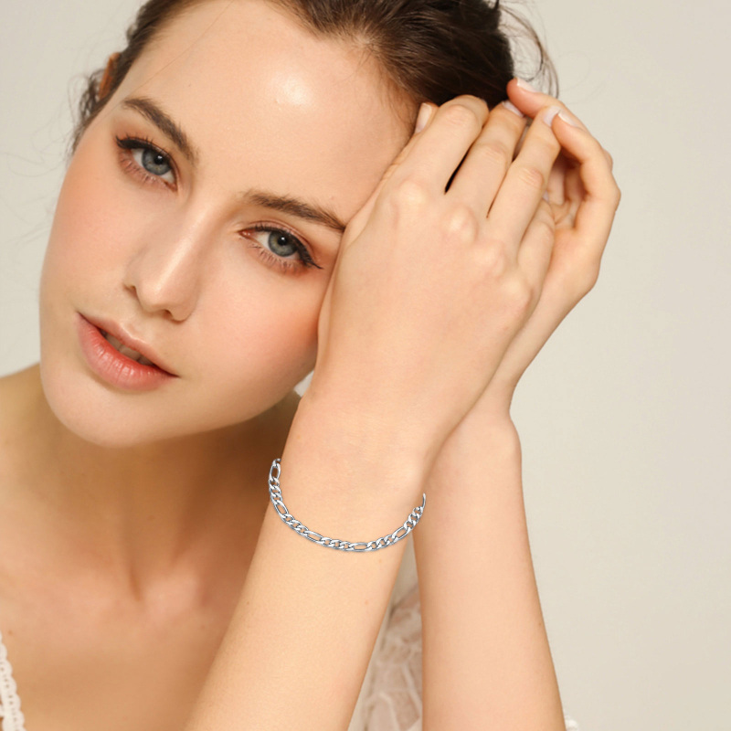 Pulseira de corrente de elos Figaro em prata esterlina-2