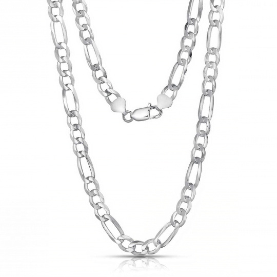 Collier en argent sterling avec chaîne à maillons Figaro pour hommes