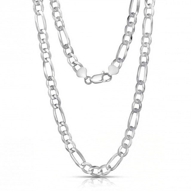 Sterling Silver Figaro Link Chain Necklace for Men-1