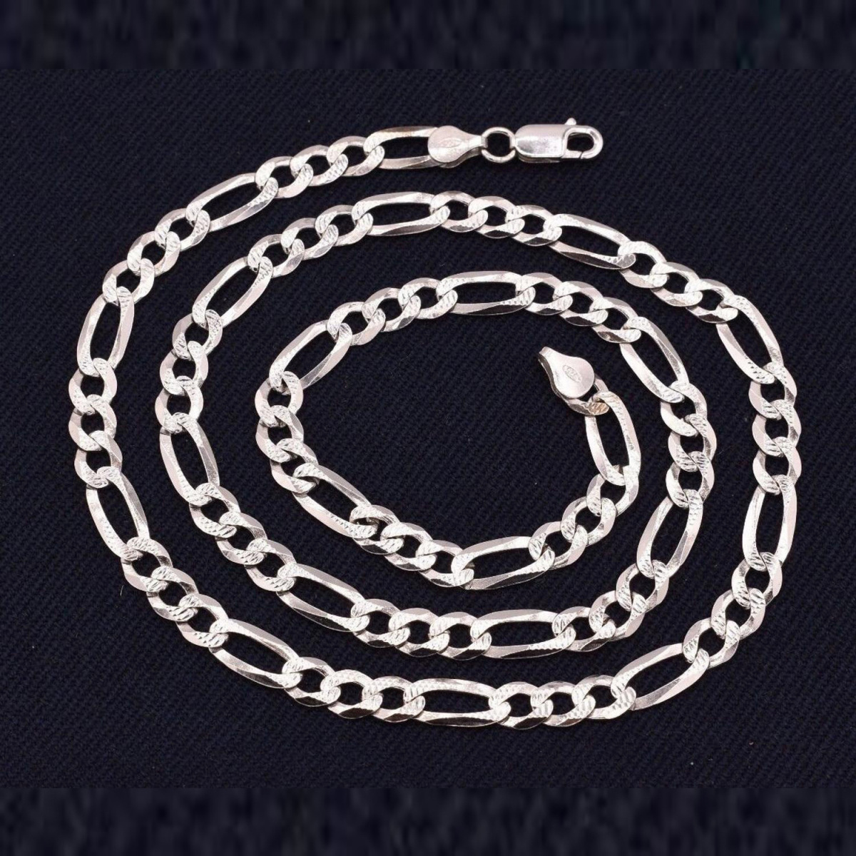 Collier en argent sterling avec chaîne à maillons Figaro pour hommes-3