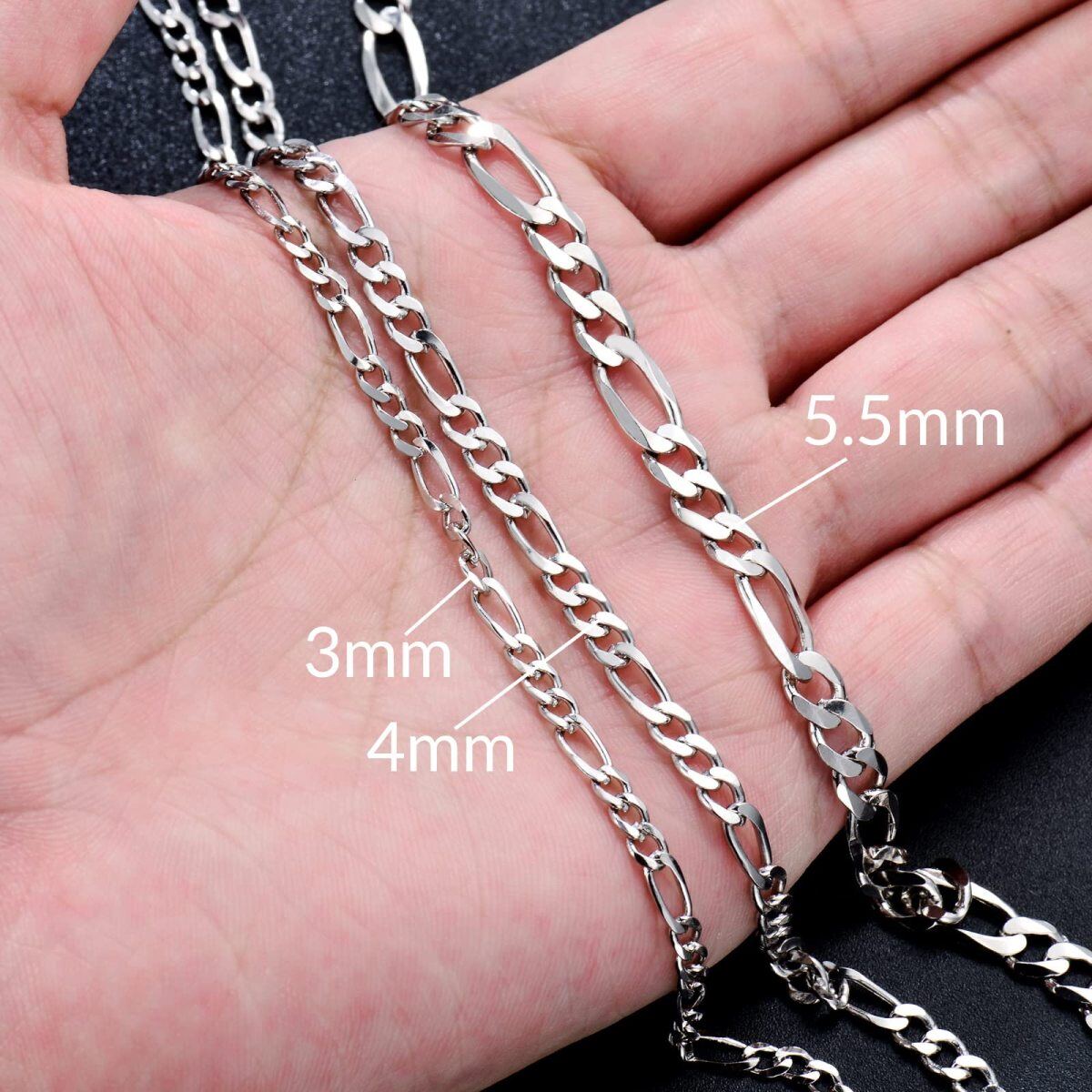 Sterling Silver Figaro Link Chain Necklace-4