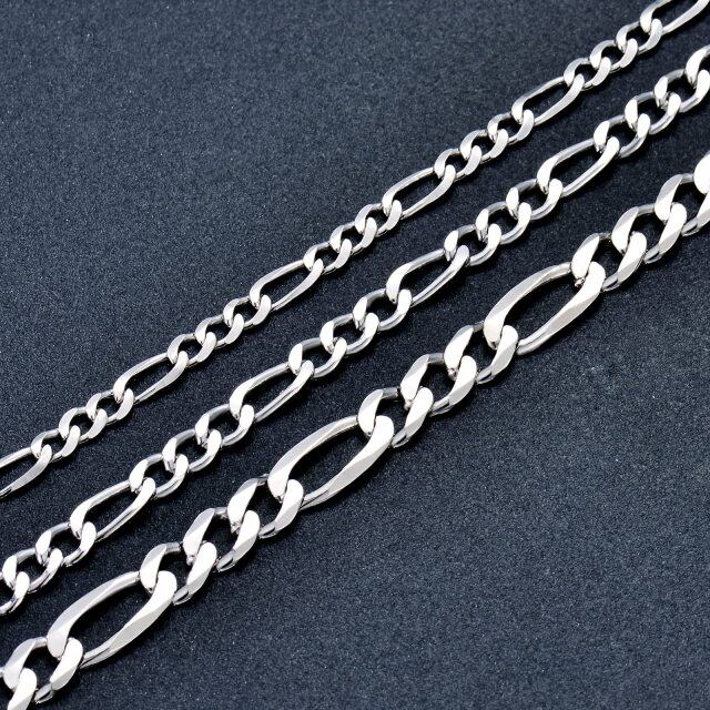 Sterling Silver Figaro Link Chain Necklace-5