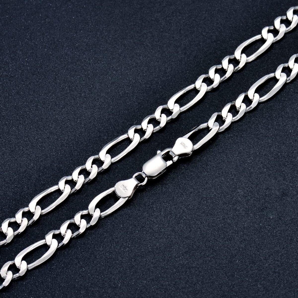 Sterling Silver Figaro Link Chain Necklace-6