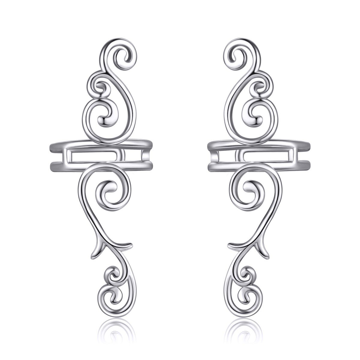 Sterling Silver Filigree Cuff Earrings-1