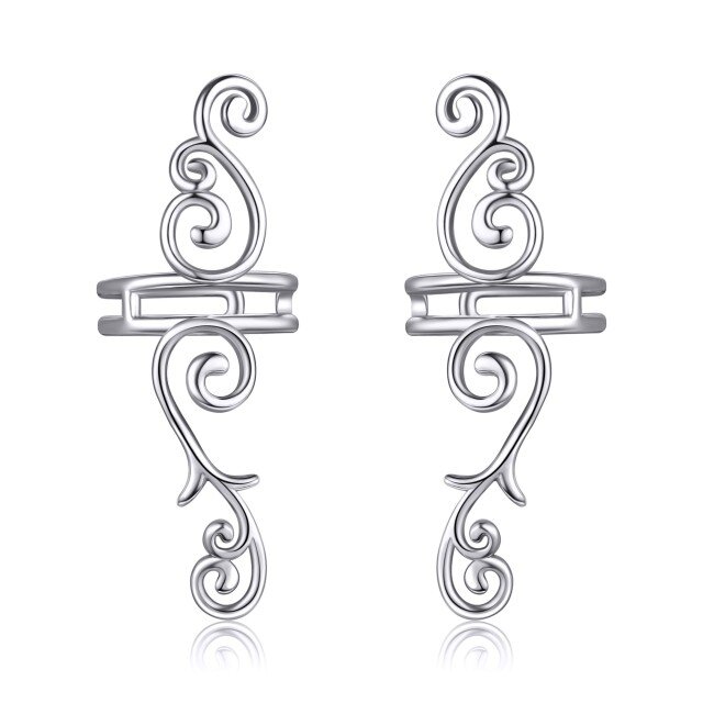 Sterling Silver Filigree Cuff Earrings-1