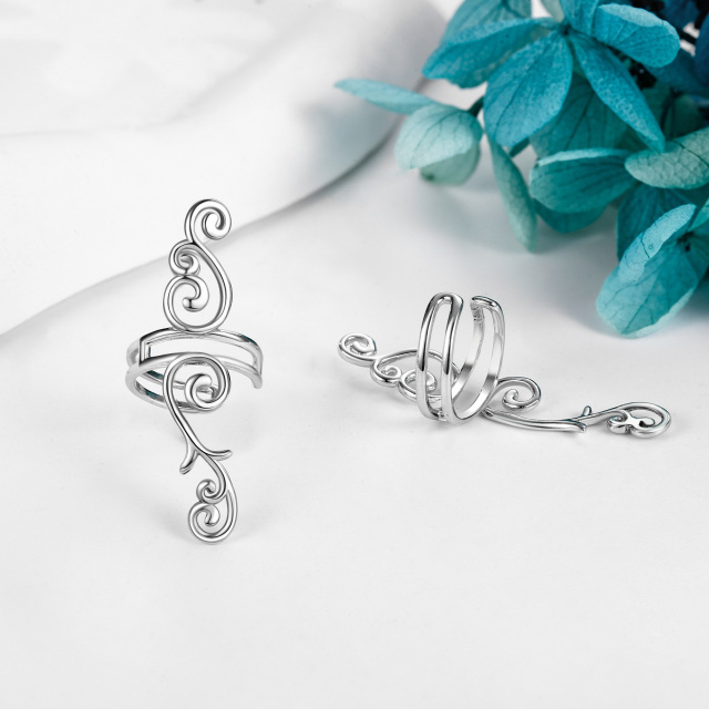 Sterling Silver Filigree Cuff Earrings-3