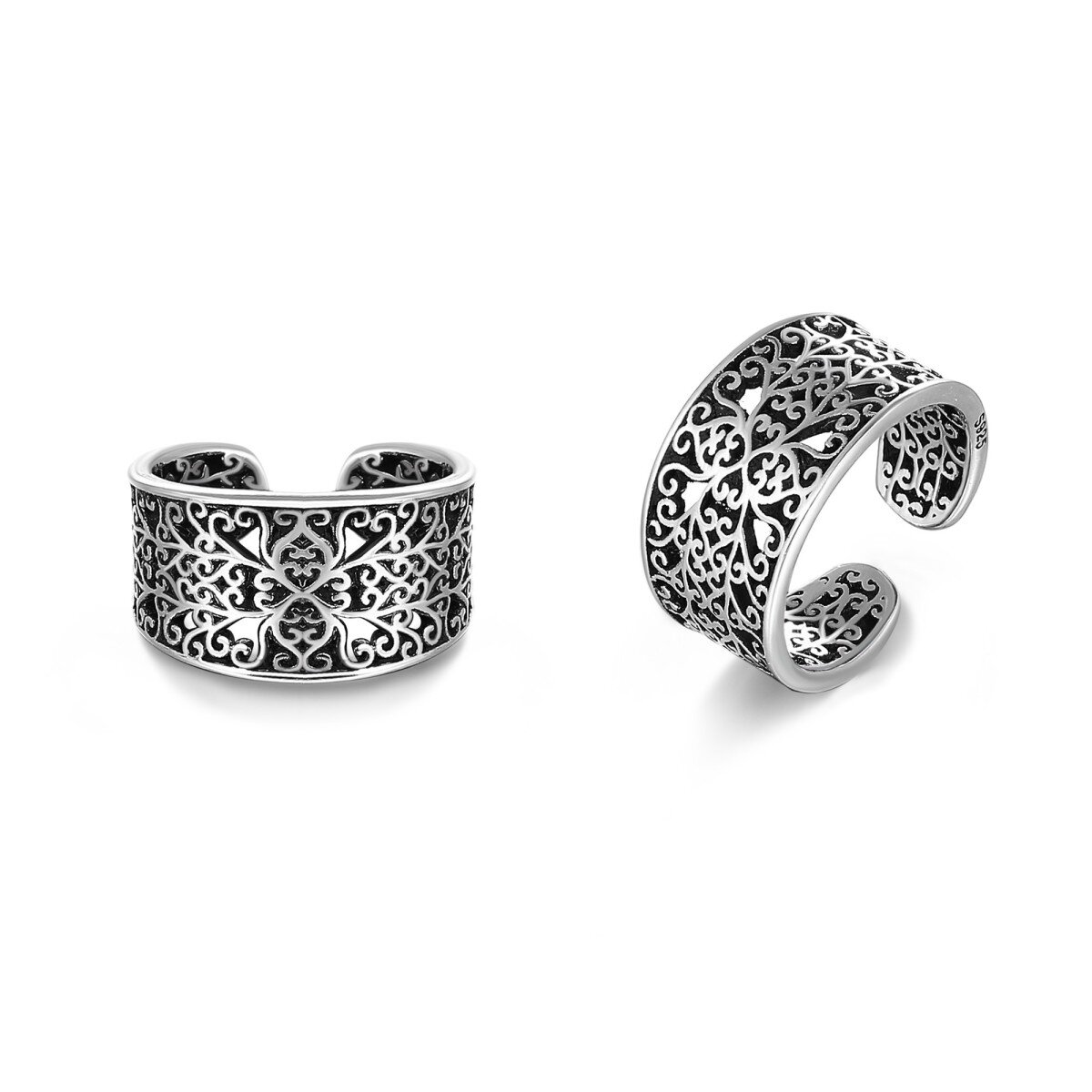 Sterling Silver Filigree Cuff Earrings-1