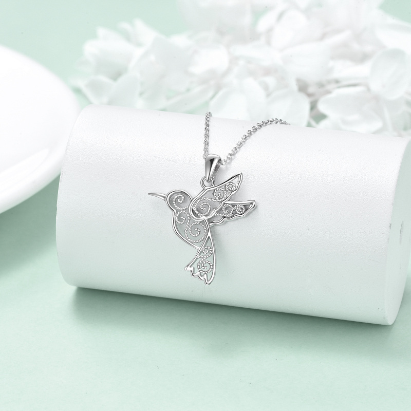 Sterling Silver Filigree Hummingbird Pendant Necklace-3