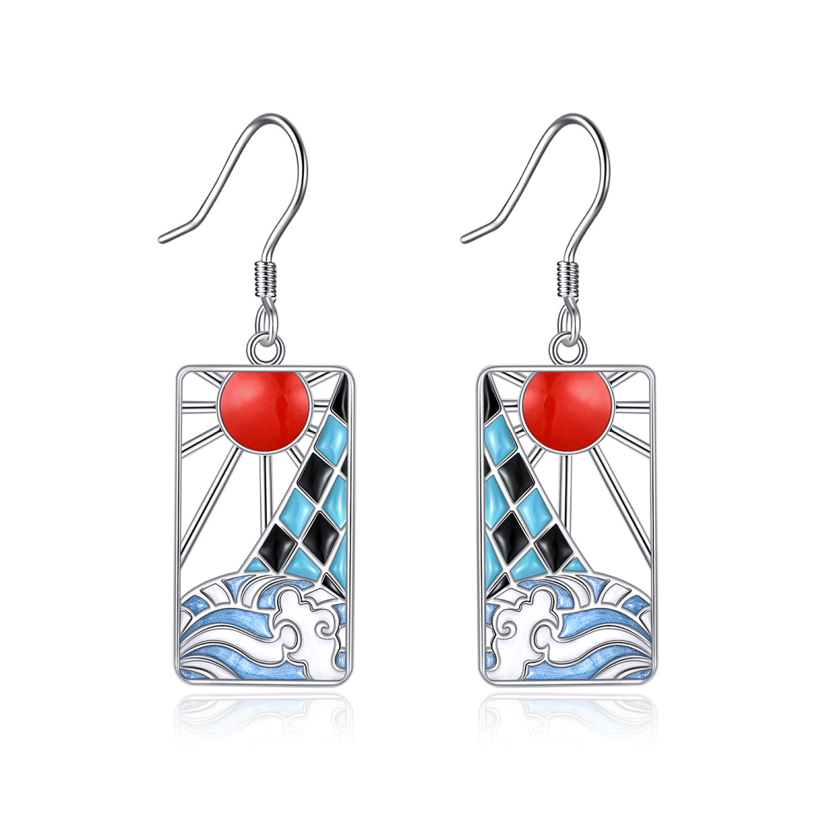 Boucles d'oreilles pendantes en filigrane et spray en argent sterling avec soleil pour femme-1