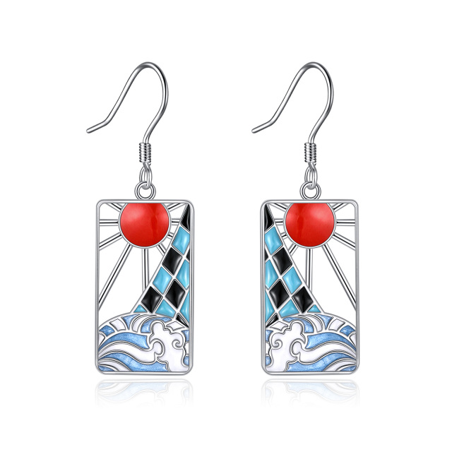 Boucles d'oreilles en argent sterling avec filigrane, gerbe et soleil en goutte d'eau-1